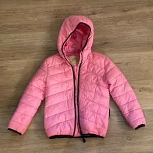 Girls Pink Puffer Hooded Jacket